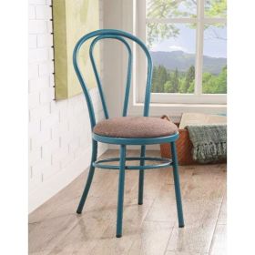 Restaurant Style Arch Back Teal and Taupe Side Chairs Set of 2