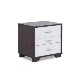Black and White Metal 3 Drawer Nightstand