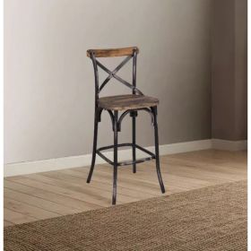 Antique Black Reclaimed Wooden Bar Chair