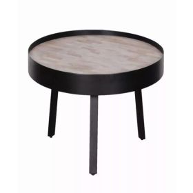 21" Round Modern Industrial Multi Grain  Coffee Table