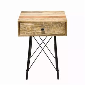 Natural Tones Mango Wood 1 Drawer Nightstand