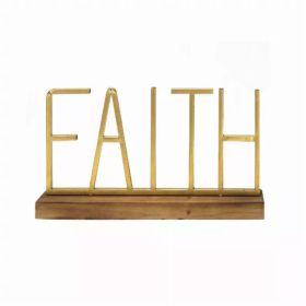 "Faith" Gold Metal and Wood Tabletop