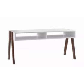 Modern Retro White and Walnut Finish Coffee Table