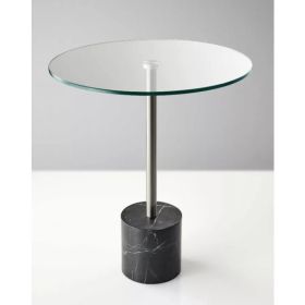 17.75" X 17.75" X 21" Brushed steel Black Marble End Table