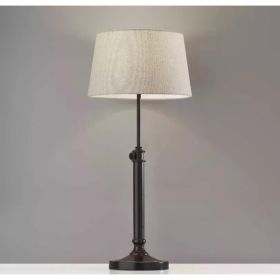13.75" X 13.75" X 24.5-32.5" Black Metal 2 Piece Table Lamp Bonus Pack
