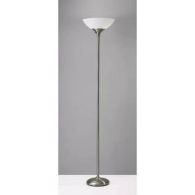 Tailored Satin Steel Metal Torchiere with Bright Illumination