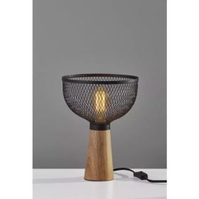 Upturned Black Metal Cage Table Lamp