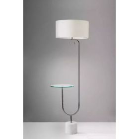 Looped Chrome Floor Lamp with Glass Cocktail Tabletop