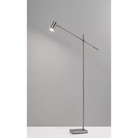 Brushed Steel Metal Floor Lamp Tilt Arm LED Task Light