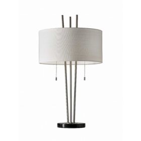 Stylish Triple Pole Brushed Steel Metal Table Lamp