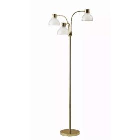 Adjustable Three Light Floor Lamp in Lustrous Gold Finish With Frosted Inner Shades