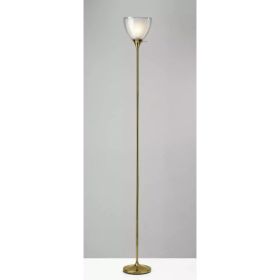 Shiny Gold Finish Metal Torchiere Floor Lamp with Frosted Inner Shade