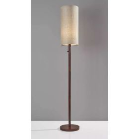 Walnut Wood Finish Floor Lamp with Slim Cylindrical Shade
