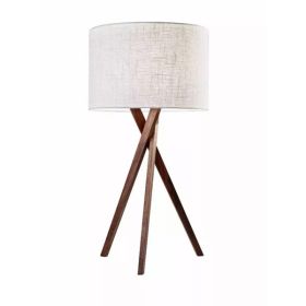 Tripod Leg Walnut Wood Table Lamp
