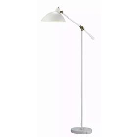 Retro Floor Lamp with Adjustable Abstract Oval White Metal Shade