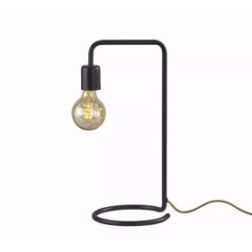 Industrial Matte Black Finish Metal Desk Lamp with Vintage Edison Bulb