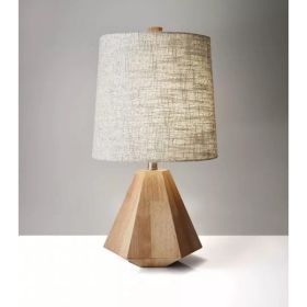 Natural Wood Finish Geometric Base Table Lamp