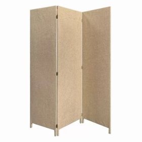 Beige Upholstered 3 Panel Room Divider Screen
