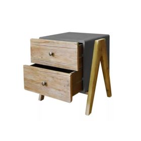 Contemporary A Shape Reclaimed Wood Finish 2 Drawer End Table