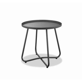 Gray Aluminum Indoor Outdoor Round End Table