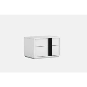 Contemporary White and Black 2 Drawer  Nightstand