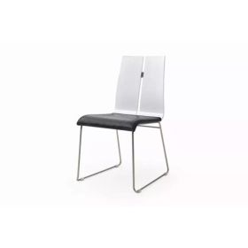White and Black Faux Leather Metal Dining Chair