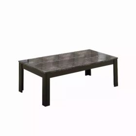 Black Grey Marble-Look Top Table Set - 3Pieces Set