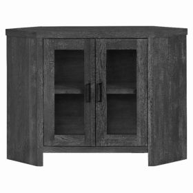 42" X 15.5" X 30" Black Reclaimed Wood-Look Corner Tv Stand