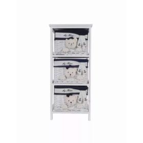 12.5" x 16" x 35.5" White, Blue - Portable 3 Drawers