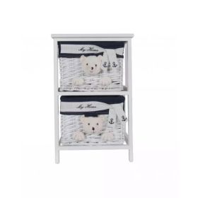 12.5" x 16" x 25" White, Blue - Portable 2 Drawers