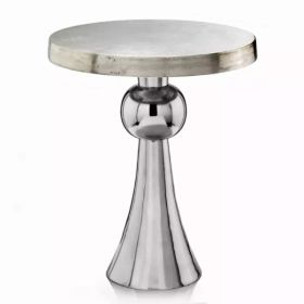 22" x 22" x 27" Buffed and Rough Silver Ball Skirt Table