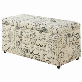 17" x 38" x 17.75" Vintage French Fabric - Ottoman Storage
