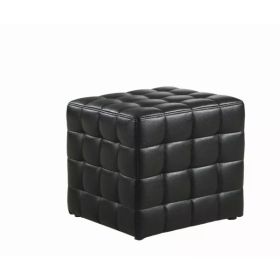 16.75" x 16.75" x 17" Black Leather Look Fabric  Ottoman