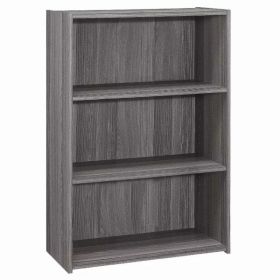 11.75" x 24.75" x 35.5" Grey 3 Shelves  Bookcase