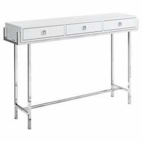 12" x 48" x 31.75" White Particle Board Metal  Accent Table