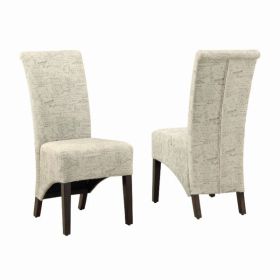 46" x 38" x 81" Beige Cappuccino Foam Particle Board Solid Wood Linen  Dining Chairs 2Pieces