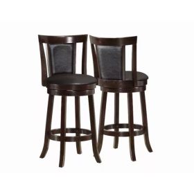 40.5" x 37.5" x 78" Cappuccino Black Solid Wood Foam Veneer Leather Look 2Pieces Swivel Barstools