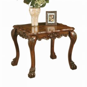 28" X 28" X 24" Cherry Oak Wood Poly Resin End Table