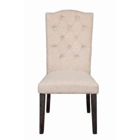 26" X 21" X 41" Beige Linen Upholstery and Weathered Espresso Wood Side Chair  Set of 2