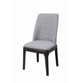 23" X 21" X 39" Light Gray Linen Upholstered Seat and Oak Wood Side Chair