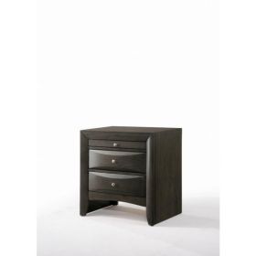 26" X 17" X 25" Gray Oak Rubber Wood Nightstand