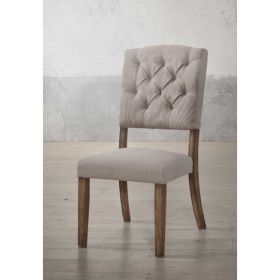 19" X 23" X 43" 2 piece Cream Linen And Weathered Oak Side Chair