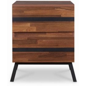 18" X 20" X 23" Walnut And Sandy Black Particle Board End Table