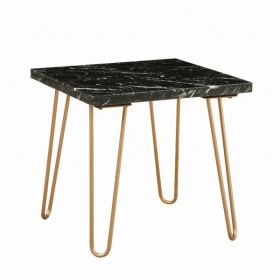 Marble Gold Geometric Metal End Table