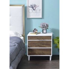 20" X 16" X 21" White And Weathered Oak Metal Nightstand