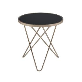Black Glass & Champagne End Table
