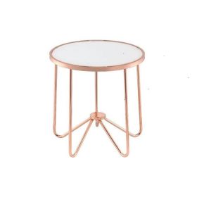 22" X 22" X 22" Frosted Glass And Rose Gold End Table