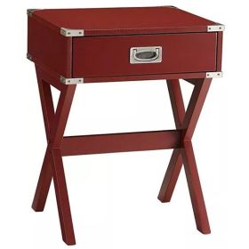 Red Solid Wooden Single Drawer End Table
