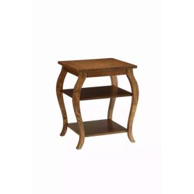Square Walnut Wood End Table with Shelves