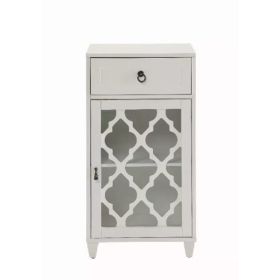 Fret Work Design Glass Door White Cabinet